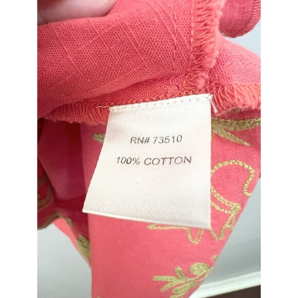 UNCLE FRANK Pink Coral Embroidered Crewel Flowers Boxy Pockets Dress Small $199 - Picture 9 of 10